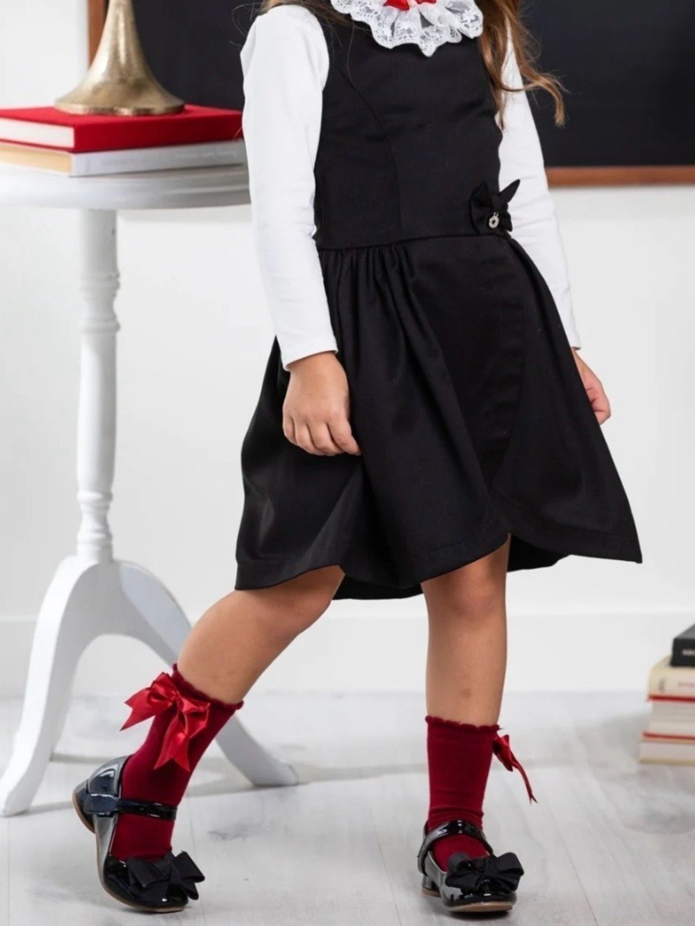Girls Black Sleeveless A Line Bow Front Party Dress Size 7